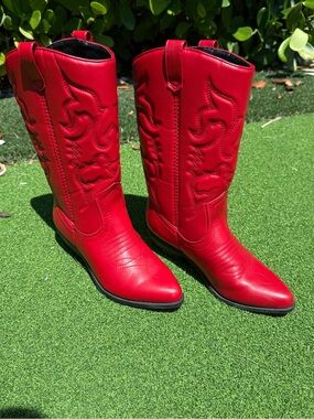 SODA Red Western Cowboy Boots